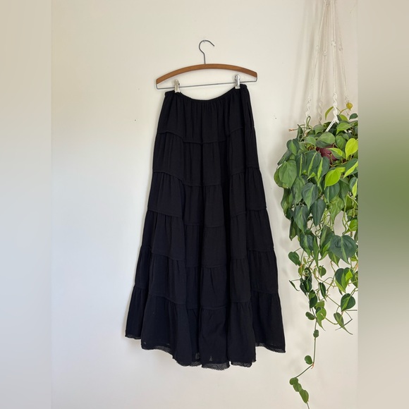 Free People Simply Smitten Tiered Cotton Maxi Skirt in Black - Picture 7 of 8